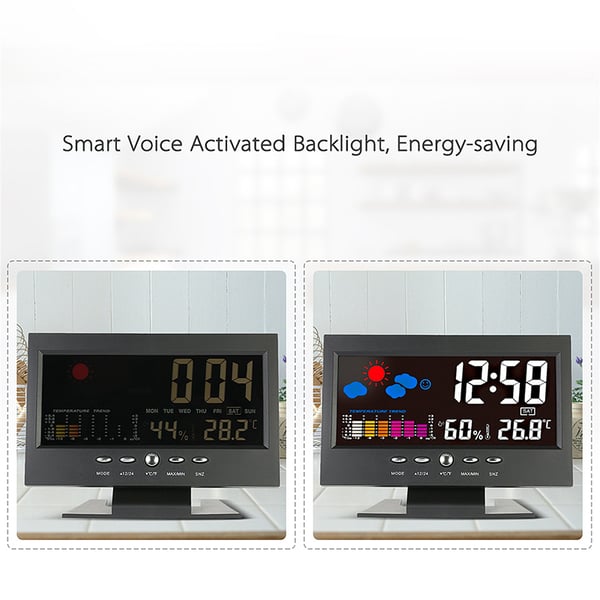 🔥Digital LED Temperature and Humidity Monitor Weather Forecast LED Table Alarm Clock