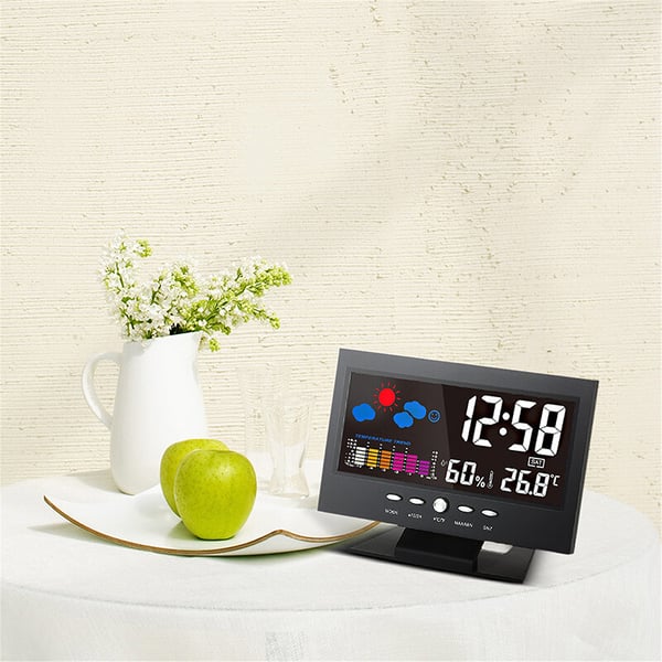 🔥Digital LED Temperature and Humidity Monitor Weather Forecast LED Table Alarm Clock
