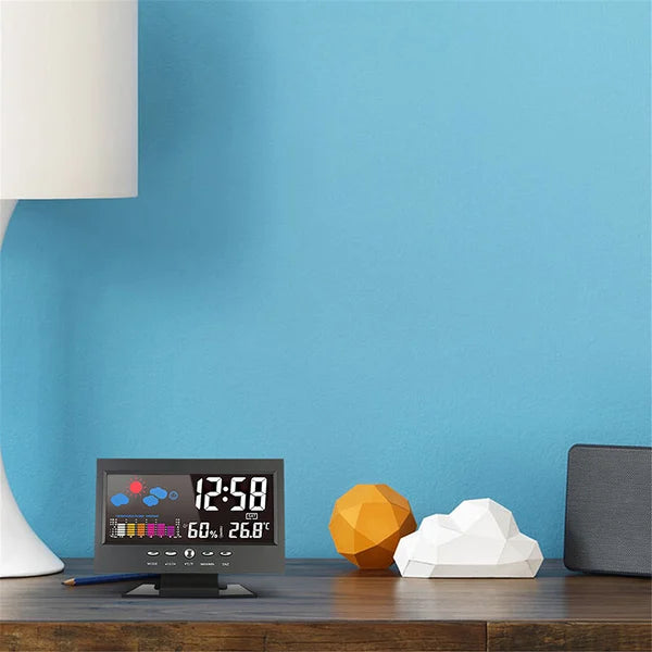 🔥Digital LED Temperature and Humidity Monitor Weather Forecast LED Table Alarm Clock