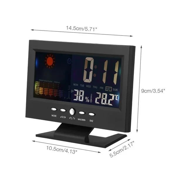 🔥Digital LED Temperature and Humidity Monitor Weather Forecast LED Table Alarm Clock