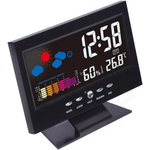 🔥Digital LED Temperature and Humidity Monitor Weather Forecast LED Table Alarm Clock