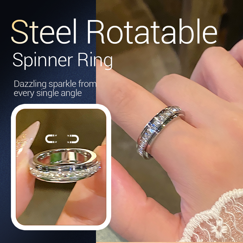 💖Rotating spinner ring made of titanium steel with zirconia