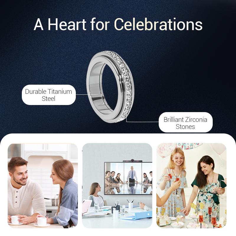 💖Rotating spinner ring made of titanium steel with zirconia