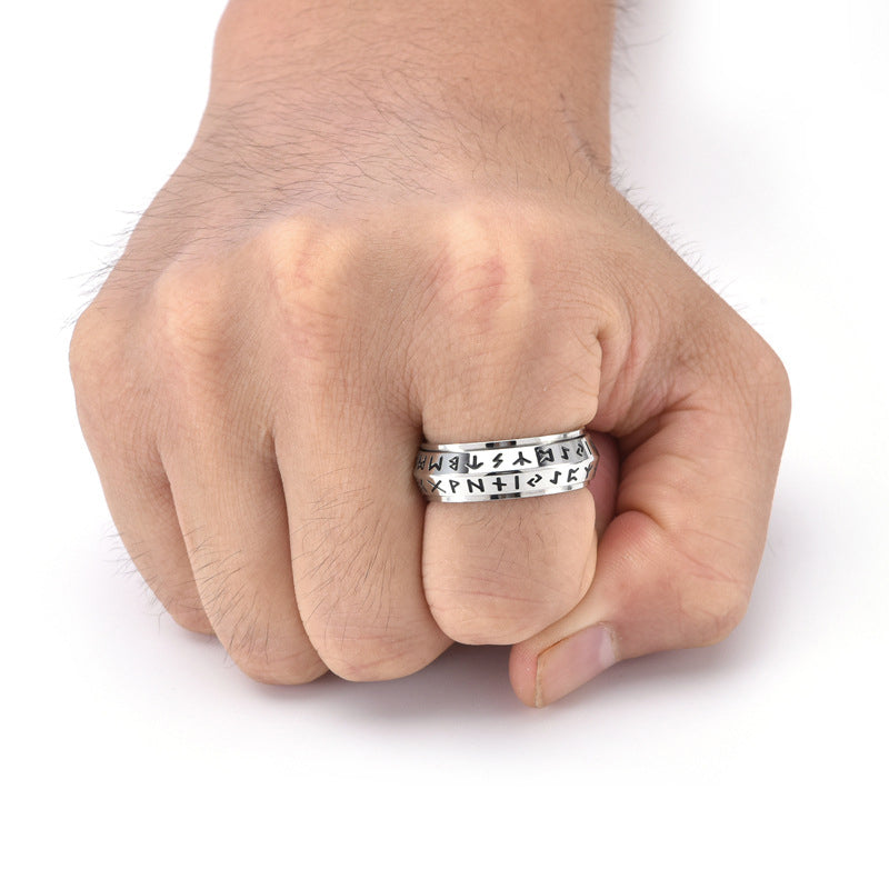 ⏰Titanium Steel Viking Rune Rotating Ring