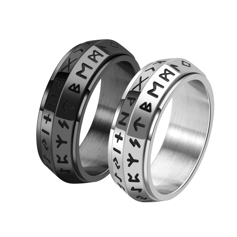 ⏰Titanium Steel Viking Rune Rotating Ring