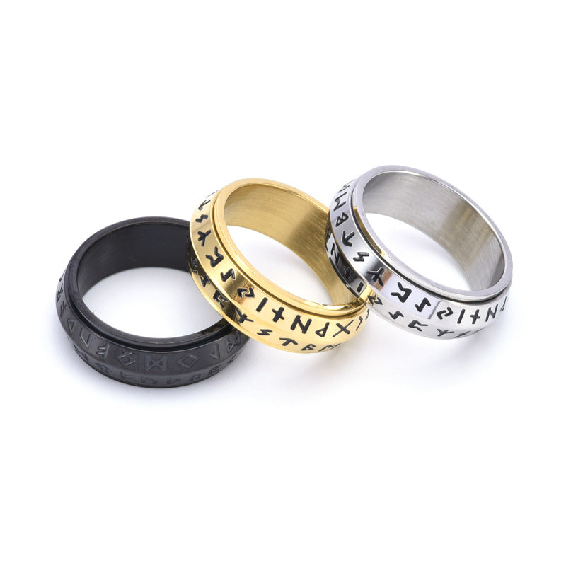 ⏰Titanium Steel Viking Rune Rotating Ring