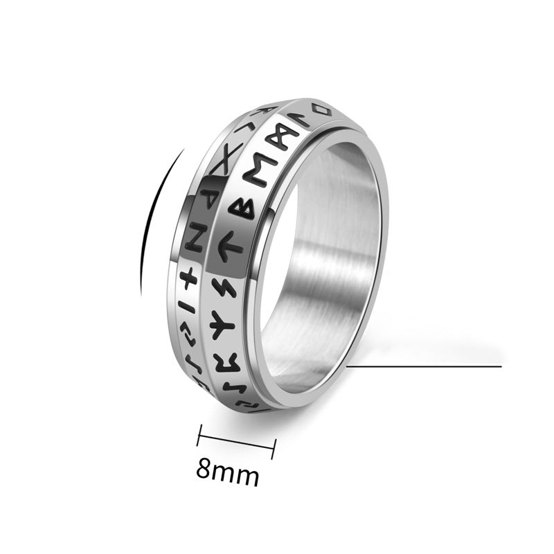 ⏰Titanium Steel Viking Rune Rotating Ring