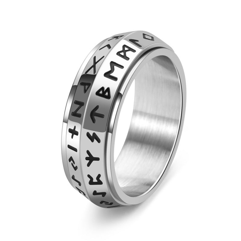 ⏰Titanium Steel Viking Rune Rotating Ring