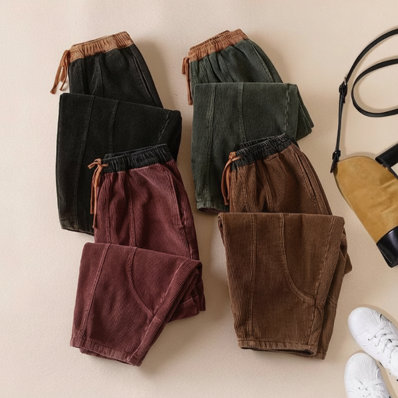 Pantalons bouffants chauds en velours pour femmes avec doublure douce