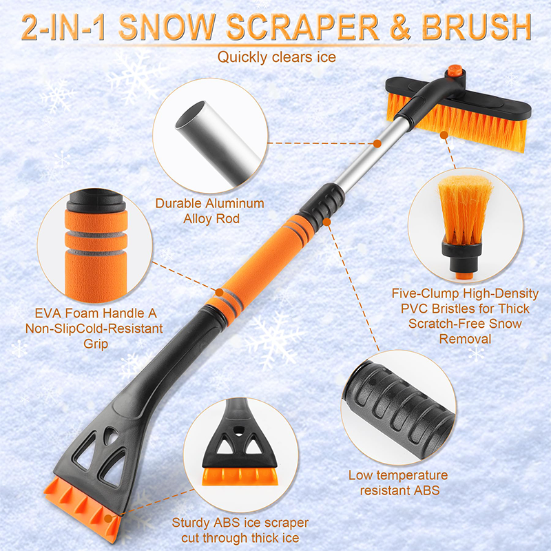 Telescopic Ice Scraper and Snow Brush for Car Windows