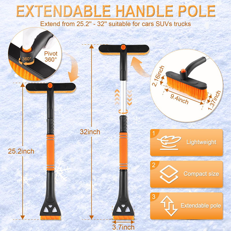 Telescopic Ice Scraper and Snow Brush for Car Windows